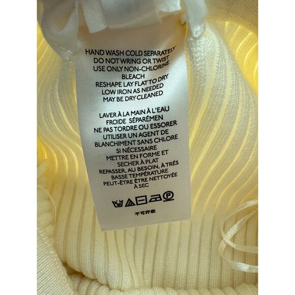 Anthropologie Maeve Desiree Knit Ribbed Stretch Midi Skirt Ivory Size Small - Picture 9 of 11